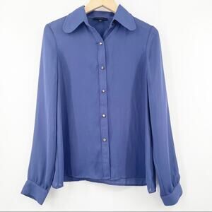 JOES JEANS Button Down Blouse Semi Sheer Top Gold Buttons Long Sleeve SZ Large